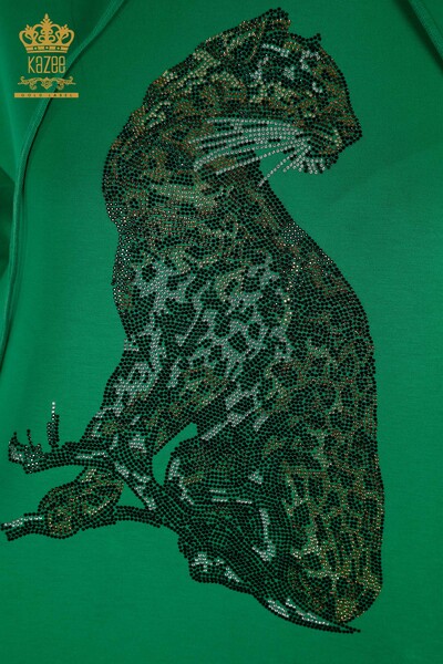 Toptan Kadın Eşofman Takımı Leopar Desenli Yeşil - 17580 | KAZEE - Thumbnail