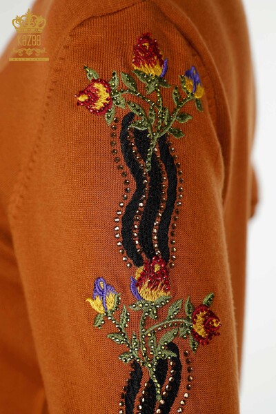 Toptan Kadın Eşofman Takımı Renkli Çiçek Desenli Taba - 16528 | KAZEE - Thumbnail