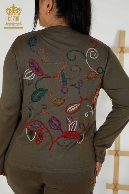 Toptan Kadın Eşofman Takımı Renkli Desenli Haki - 16657 | KAZEE