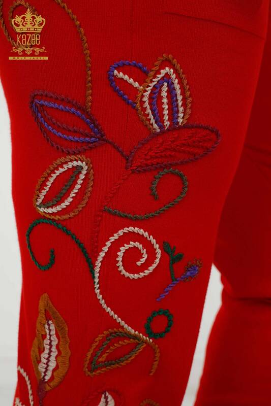Toptan Kadın Eşofman Takımı Renkli Desenli Kırmızı - 16657 | KAZEE