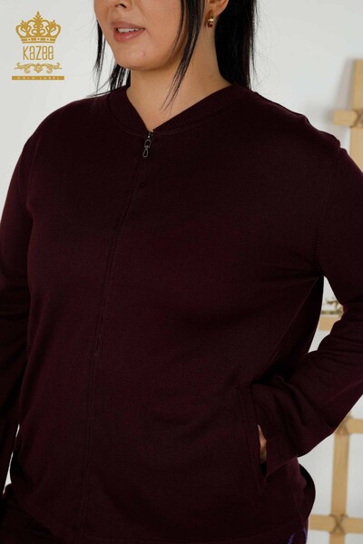 Toptan Kadın Eşofman Takımı Renkli Desenli Mürdüm - 16657 | KAZEE - 3