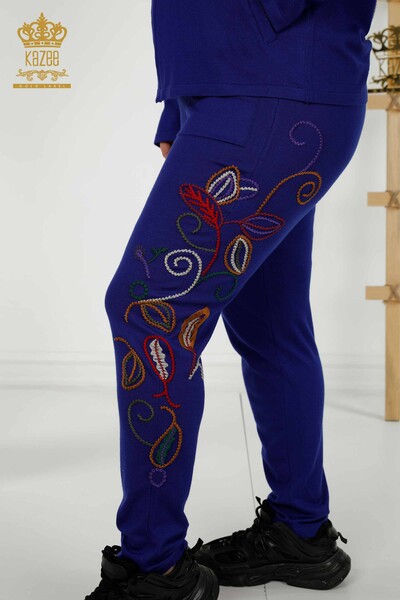 Toptan Kadın Eşofman Takımı Renkli Desenli Saks - 16657 | KAZEE - Thumbnail