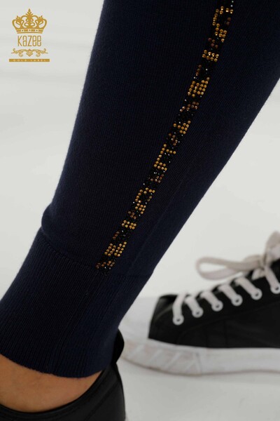 Toptan Kadın Eşofman Takımı Taş İşlemeli Lacivert - 16677 | KAZEE - 8