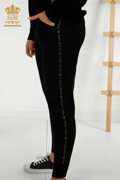 Toptan Kadın Eşofman Takımı Taş İşlemeli Siyah - 16677 | KAZEE - 7