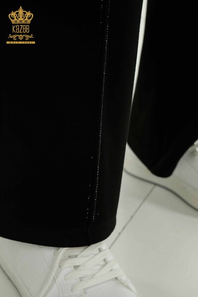 Toptan Kadın Eşofman Tesettür Takımı Taş İşlemeli Cepli Black - T-01 | KAZEE - 8