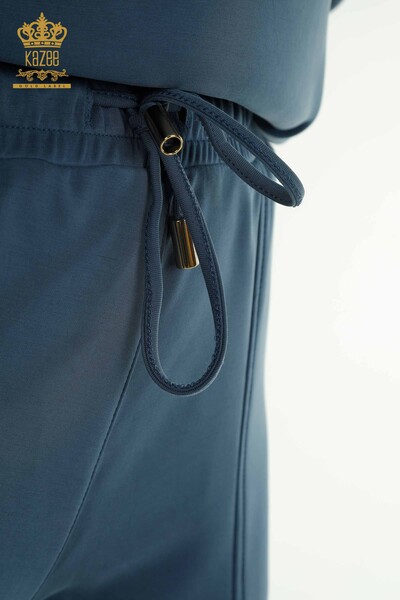 Toptan Kadın Eşofman Tesettür Takımı Yarım Düğme Detaylı - Petrol T-03 | KAZEE - 8