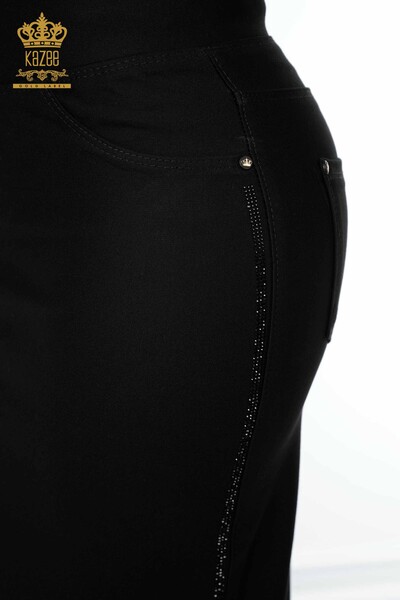 Toptan Kadın Etek Cep Detaylı Siyah - 4208 | KAZEE - Thumbnail