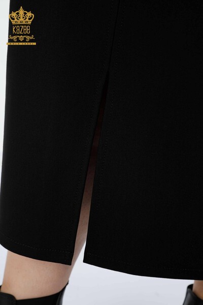Toptan Kadın Etek Şerit Taş İşlemeli Siyah - 4218 | KAZEE - Thumbnail