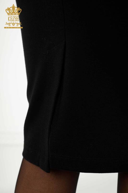 Toptan Kadın Etek Şerit Taş İşlemeli Siyah - 4245 | KAZEE