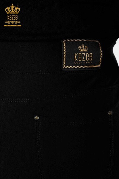 Toptan Kadın Etek Uzun Taş İşlemeli Siyah - 4201 | KAZEE - Thumbnail