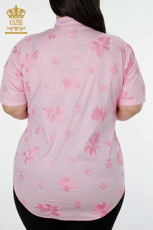 Toptan Kadın Gömlek Amerikan Model Çiçek Nakışlı Koton - 20206 | KAZEE