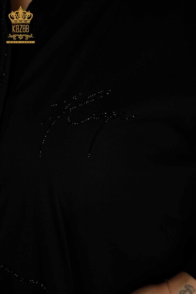 Toptan Kadın Gömlek İki Cepli Siyah - 20220 | KAZEE - Thumbnail
