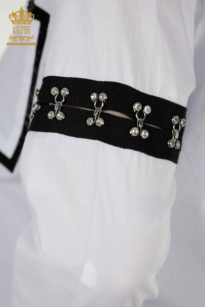 Toptan Kadın Gömlek İki Renkli Beyaz Siyah - 20310 | KAZEE - Thumbnail
