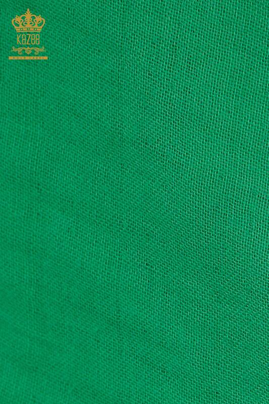 Toptan Kadın Gömlek Kol Düğme Detaylı Yeşil - 20403 | KAZEE