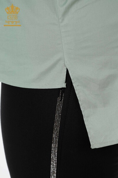 Toptan Kadın Gömlek Kristal Taş İşlemeli Mint - 20136 | KAZEE - Thumbnail