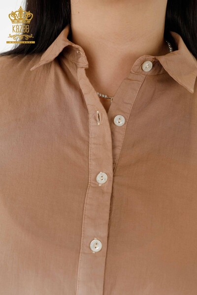 Toptan Kadın Gömlek Renk Geçişli Bej - 20321 | KAZEE - Thumbnail