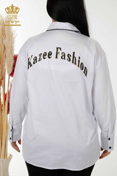 Toptan Kadın Gömlek Renk Geçişli Beyaz - 20311 | KAZEE - Thumbnail