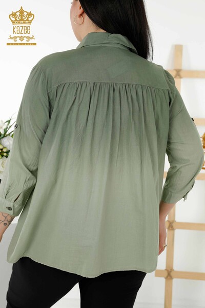 Toptan Kadın Gömlek Renk Geçişli Haki - 20321 | KAZEE - Thumbnail