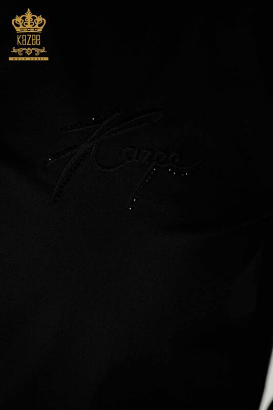 Toptan Kadın Gömlek Tül Detaylı Siyah - 20407 | KAZEE