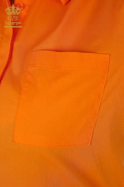 Toptan Kadın Gömlek Yusufçuk Detaylı Renkli Taş İşlemeli Koton - 20120 | KAZEE - Thumbnail