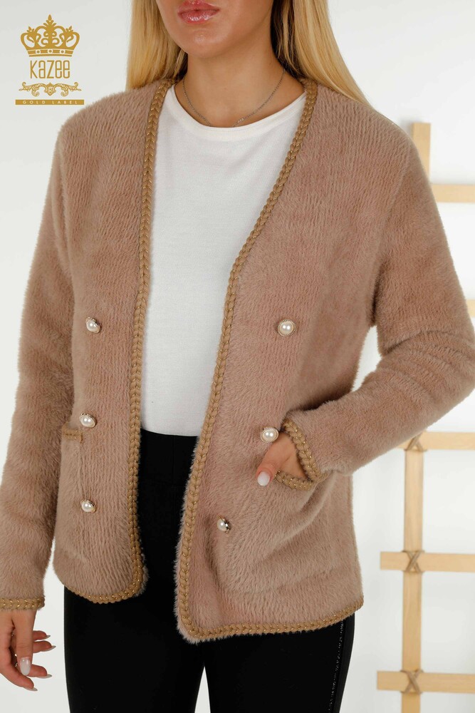 Toptan Kadın Hırka Angora Cepli Vizon - 30263 | KAZEE - 2
