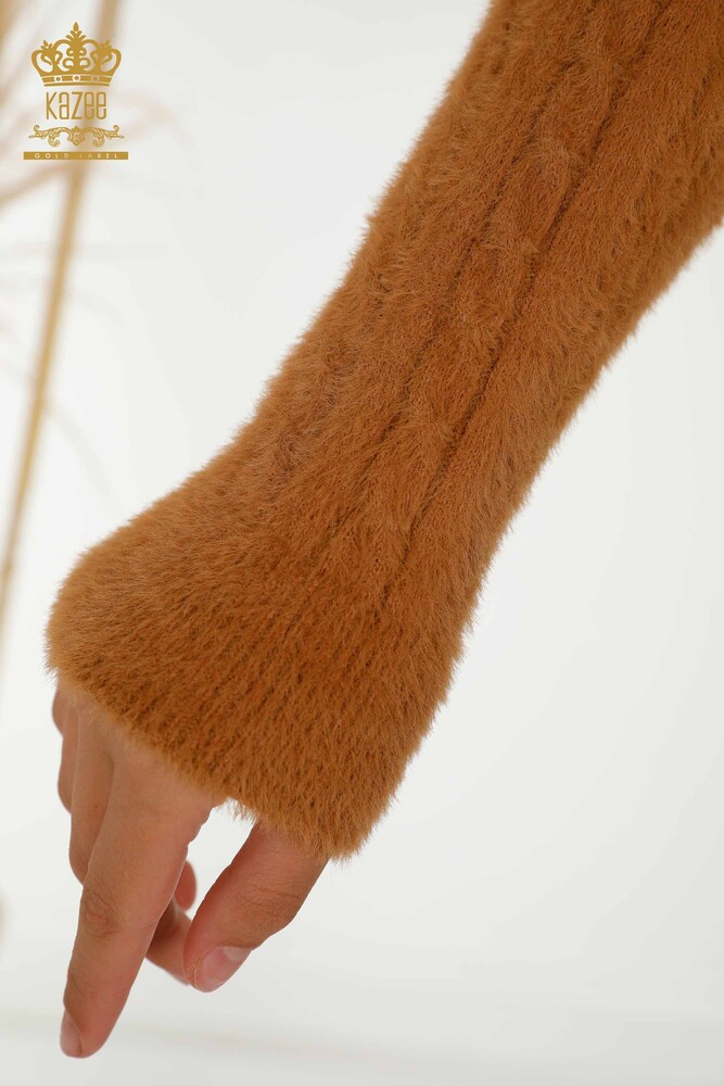 Toptan Kadın Hırka Angora Dokuma Kahve - 30321 | KAZEE - 4