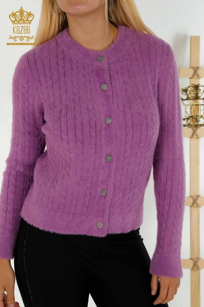 Toptan Kadın Hırka Angora Dokuma Mor - 30321 | KAZEE - 2