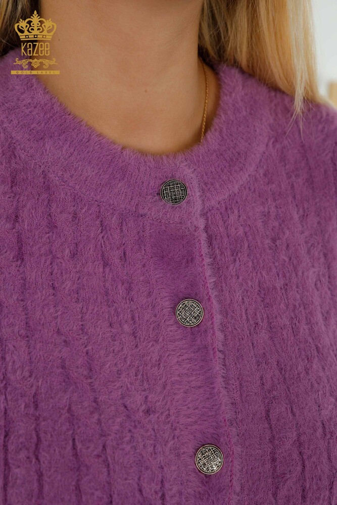 Toptan Kadın Hırka Angora Dokuma Mor - 30321 | KAZEE - 3
