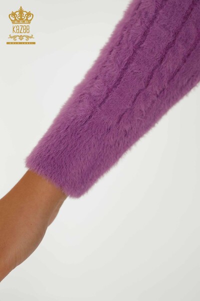 Toptan Kadın Hırka Angora Dokuma Mor - 30321 | KAZEE - 4