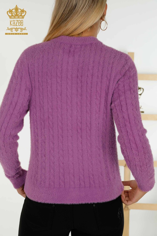 Toptan Kadın Hırka Angora Dokuma Mor - 30321 | KAZEE - 5