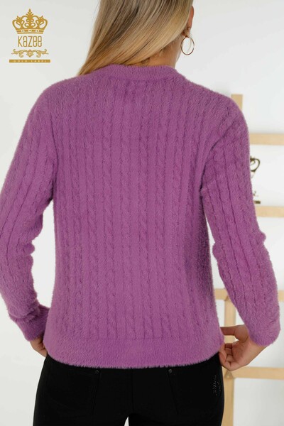 Toptan Kadın Hırka Angora Dokuma Mor - 30321 | KAZEE - 5