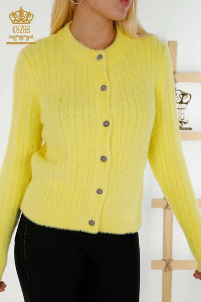 Toptan Kadın Hırka Angora Dokuma Sarı - 30321 | KAZEE - 2
