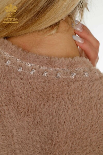 Toptan Kadın Hırka Angora İki Cepli Bej - 30371 | KAZEE - 8
