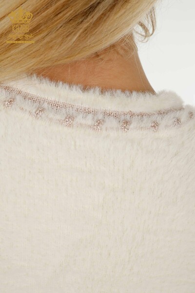 Toptan Kadın Hırka Angora İki Cepli Ekru - 30371 | KAZEE - 8