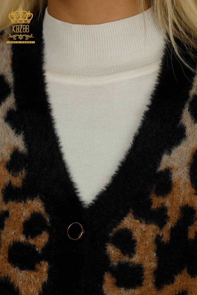 Toptan Kadın Hırka Angora Leopar - 30630 | KAZEE - 3