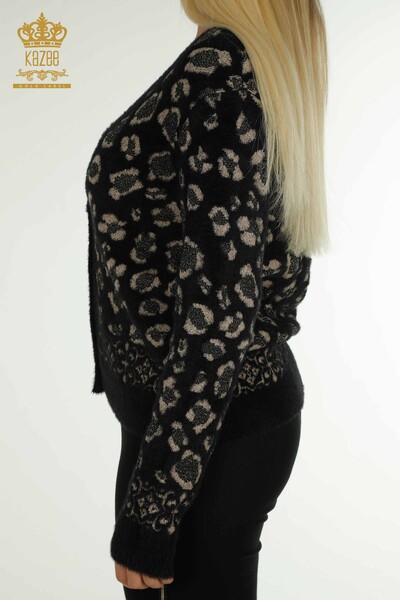 Toptan Kadın Hırka Angora Leopar Desenli Siyah - 30666 | KAZEE - 5