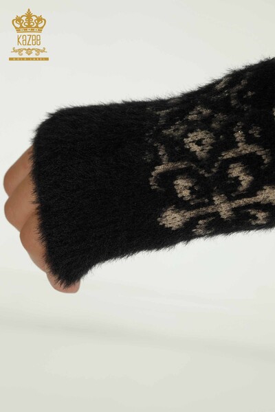 Toptan Kadın Hırka Angora Leopar Desenli Siyah - 30666 | KAZEE - 7