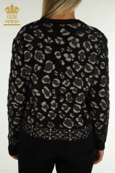 Toptan Kadın Hırka Angora Leopar Desenli Siyah - 30666 | KAZEE - 8