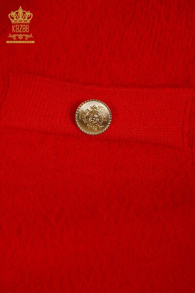 Toptan Kadın Hırka Düğme Detaylı Kırmızı - 30626 | KAZEE - Thumbnail