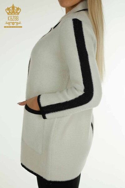 Toptan Kadın Hırka Düğmeli Angora Ekru - 30444 | KAZEE - 8