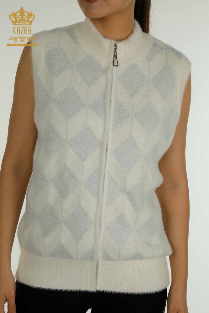 Toptan Kadın Hırka Fermuarlı Ekru - 30211 | KAZEE - 2