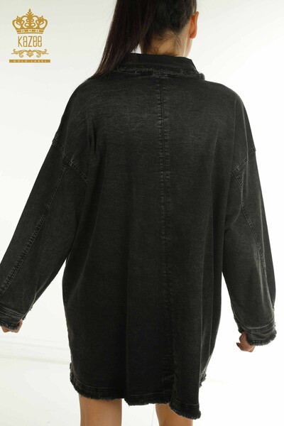 Toptan Kadın Kot Ceket Elbise Cepli Gri - 2405-5430 | T - Thumbnail