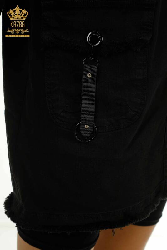 Toptan Kadın Kot Ceket Elbise Cepli Siyah - 2405-5430 | T