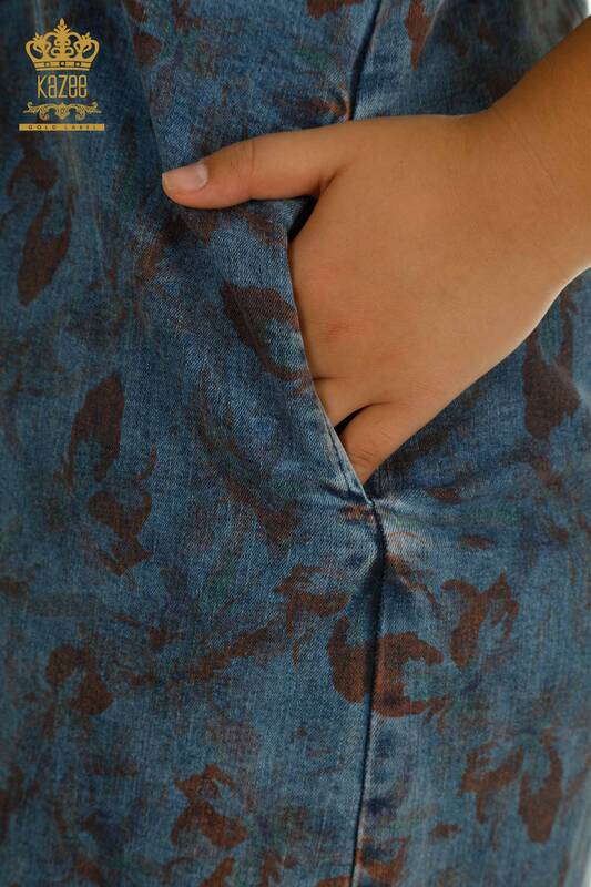 Toptan Kadın Kot Ceket Elbise Fermuarlı Mavi - 2405-10129 | T