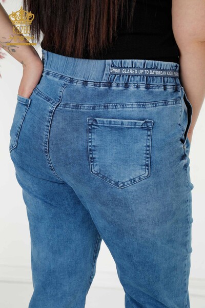 Toptan Kadın Kot Pantolon Cepli Taş İşlemeli Mavi - 3697 | KAZEE - Thumbnail