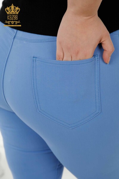 Toptan Kadın Kot Pantolon Kemerli Mavi - 3468 | KAZEE - Thumbnail