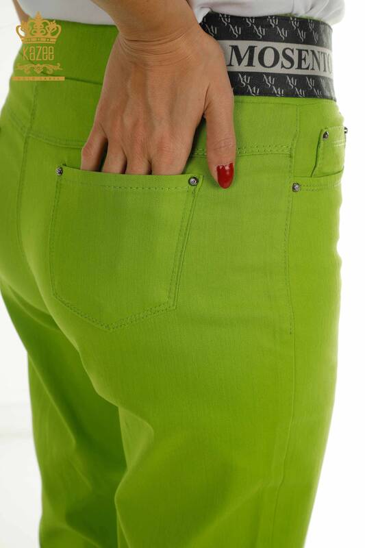 Toptan Kadın Pantolon Bağlamalı Fıstık Yeşil - 2406-4517 | M