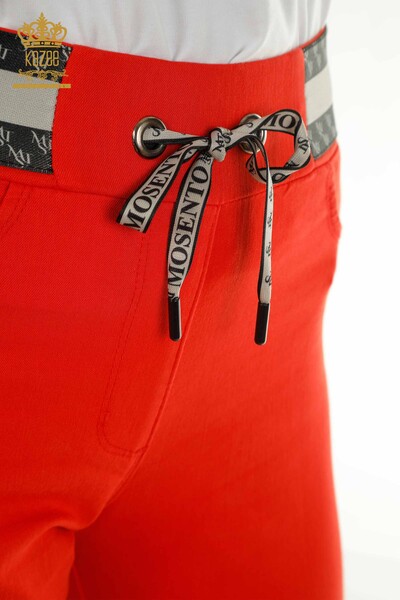 Toptan Kadın Pantolon Bağlamalı Kırmızı - 2406-4517 | M - Thumbnail (2)