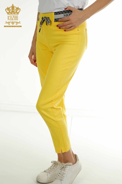Toptan Kadın Pantolon Bağlamalı Sarı - 2406-4517 | M - Thumbnail