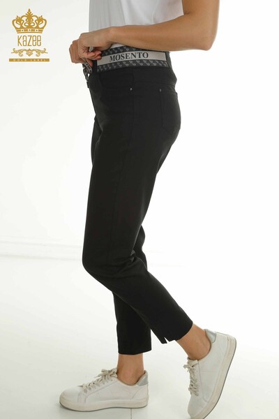  M - Toptan Kadın Pantolon Bağlamalı Siyah - 2406-4517 | M (1)